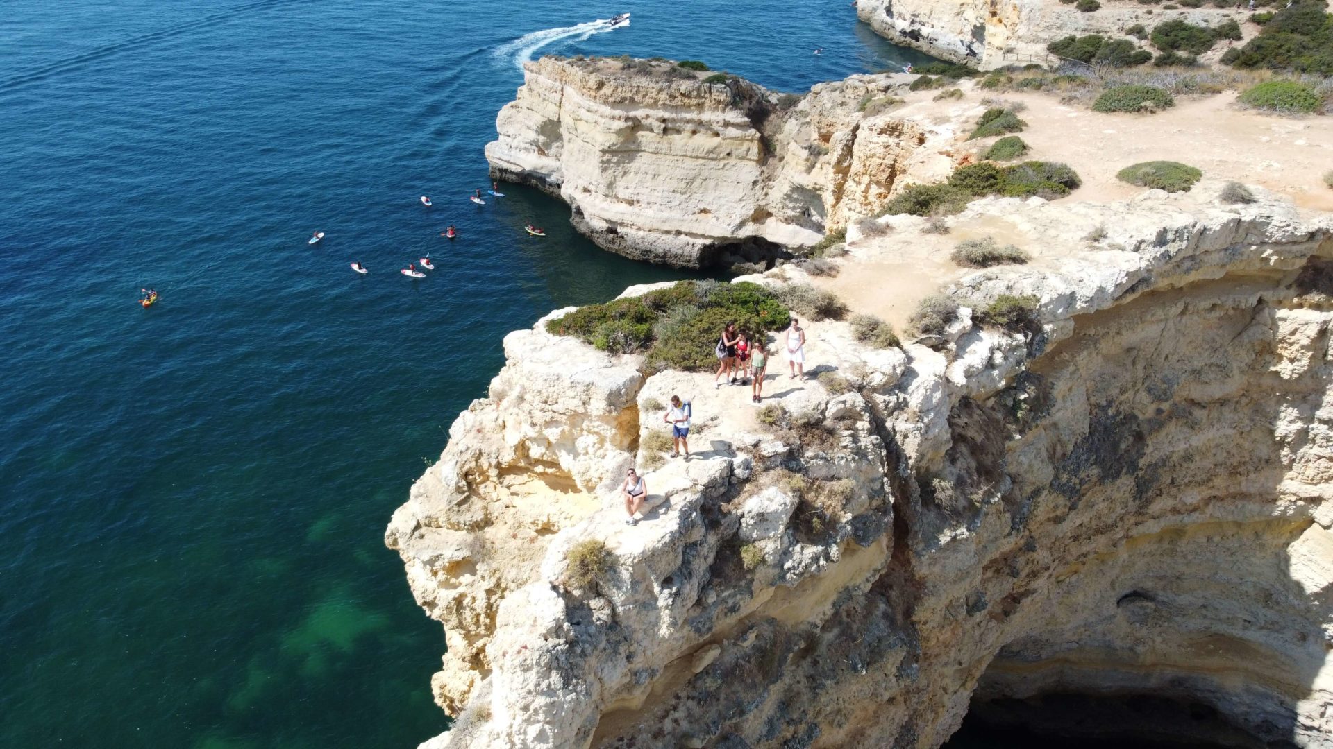 Praia da Marinha golden cliffs on the Algarve Coast Tour from Faro